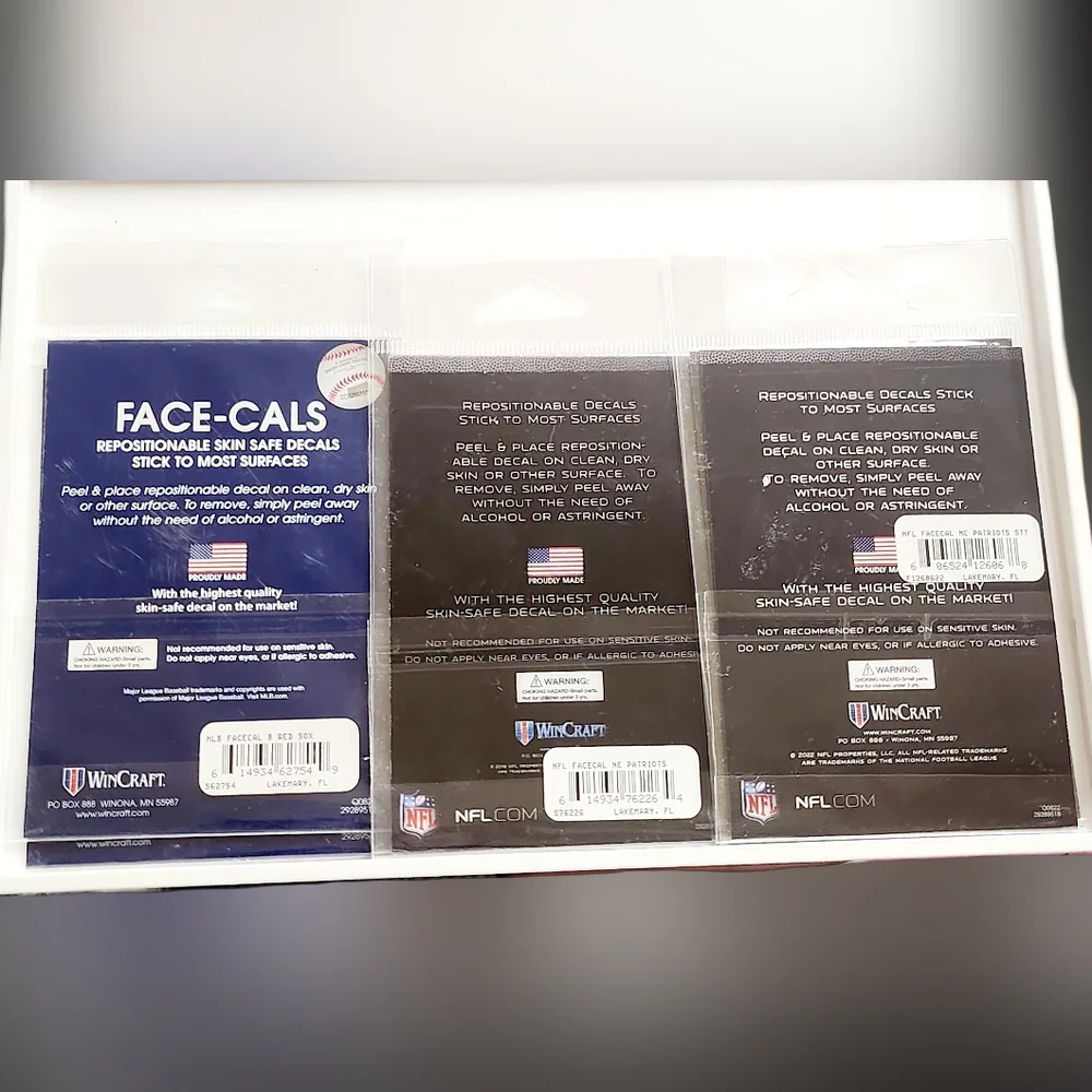 NWT SET OF 3 FACE DECALS: REDSOX & PATRIOTS FANGEAR! - Picture 12 of 12